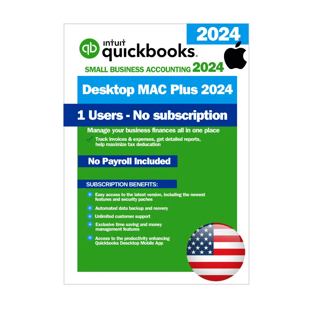 QuickBooks Desktop Mac Plus 2024 – No Subscription – USA Version (1 User)